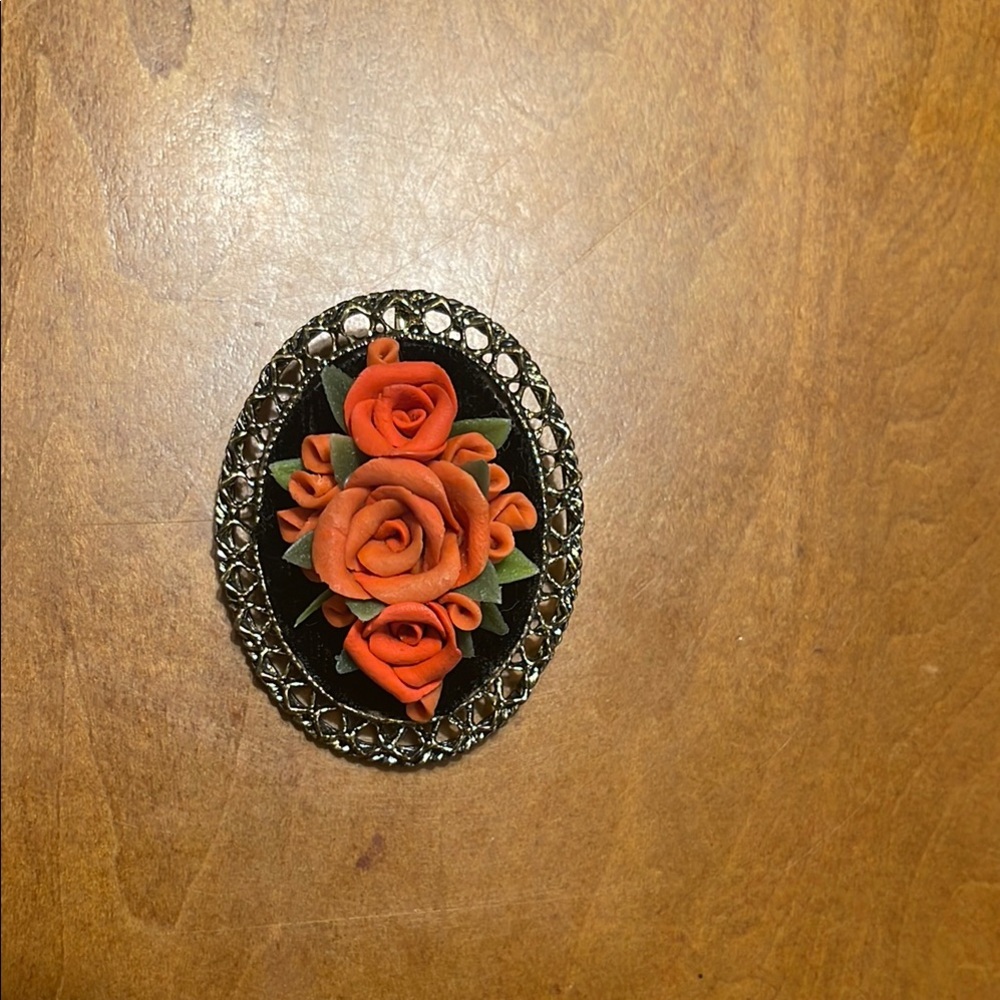 Intricate Orange and Green Floral Art Wall Decor